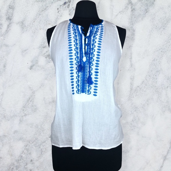 Lauren Ralph Lauren Linen Crepe Sleeveless Blouse Large - Picture 1 of 4